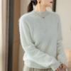 Tricô de Caxemira Popular Transfronteiriço Outono e Inverno Pulôver Escovado Feminino Solto Gola Redonda Tricô Tricô Top High-End Preguiçoso