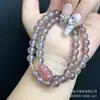 Pulseira Original de Pedra Aquamarina Cristal Branco Natural com Design de Círculo Duplo Estilo Doce Explosões Pequena Pulseira de Cristal Fresca para Mulheres