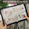Libro de almacenamiento con cremallera de hojas sueltas para joyería, pendientes, collar, pulsera, 80 compartimentos, a prueba de polvo, oxidación, bolsa de joyería de PVC transparente, transfronterizo