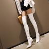 Novas Botas Slim Botas Femininas Tamanho Grande Cor Sólida Zíper Lateral Bico Fino Salto Alto Stiletto Acima do Joelho Botas Amazon Travesti