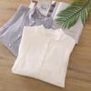 Camisa de cuello pequeño con volantes y diseño de hongo para mujer, estilo otoñal, elegante, combinable y dulce.