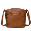 Bolsa Balde para Meia-Idade e Idosos Multicamadas Grande Capacidade Mais Vendida Simples Casual Bolsa de Mamãe Versátil Couro Macio Bolsa de Ombro Feminina