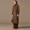 Abrigo de Terciopelo Color Camello Forrado para Mujer de Longitud Media 2025 Invierno Nuevo Abrigo de Lana Elegante de Alta Gama