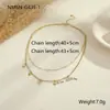 Moda Ins Europea y Americana Cadena para Clavícula Apilada de Doble Capa Pulsera de Acero Inoxidable Estrella de Ocho Puntas Incrustada con Circonita Joyería Transfronteriza Venta al por Mayor