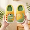 Pantuflas de Algodón para Bebé Niños Otoño Invierno Dibujos Animados Niño Pequeño Dinosaurio Hogar Antideslizantes Interiores Medianos y Grandes Zapatos de Casa para Niños