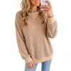 Amazon Transfronterizo Europeo y Americano Otoño e Invierno 2026 Nuevo Suéter Casual para Mujer Parches Bloque de Color Waffle Manga Larga Camiseta