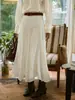 Falda Solighter Estilo Retro Francés Blanca de Cintura Alta Corte A para Mujer Primavera 2026 Nueva Falda Paraguas Adelgazante Falda Larga
