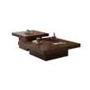 Mesa de Centro de Madera Maciza, Cuadrada, Minimalista, para Uso en el Hogar en la Sala de Estar, Sencilla, para Apartamentos Pequeños, de Estilo Antiguo, Mesa de Centro de Diseño Moderno Estilo Wabi-Sabi