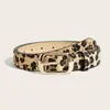 Cinturón de Estampado de Leopardo de Comercio Exterior para Mujer, Cinturón de Cuero Decorativo Retro Americano Estilo Ins Personalidad, Cinturón para Pantalones de Subcultura, En Stock al por Mayor