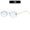 Gafas de sol ovaladas sin marco de moda retro, gafas de sol transfronterizas europeas y americanas con textura avanzada para mujer, gafas de sol de Hong Kong