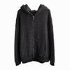 Chaqueta Sudadera de Felpa con Cremallera Estilo Conejo Retro Americano Estilo Coreano Otoño e Invierno Estilo Perezoso Cardigan Holgado Rayado Bloque de Color