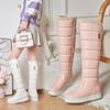 Estilo Novo Outono e Inverno Zíper Lateral Longo Impermeável Sapatos de Algodão para Mulheres Quentes de Inverno Botas Acima do Joelho Botas de Neve Engrossadas Botas Femininas de Tamanho Grande