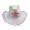 Logotipo Estrela de Cinco Pontas Cor Vaca Rosa Festa de Carnaval de Halloween eva Composto Tecido Escovado Lado de Paetês Chapéu Jeans