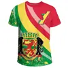 Camiseta Masculina de Manga Curta com Padrão da Bandeira e Emblema Nacional da República Democrática do Congo Impressão 3D Cruzamento Europeu e Americano Nova Venda Direta da Fábrica