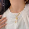 Tienda de oro con collar de calabaza Fulu de carácter de fortuna de oro y oro, colgante de borla, cadena para clavícula, regalo para novia