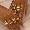 Anillo Articulado Geométrico Irregular Brillante Personalizado Best-Seller Transfronterizo Europeo y Americano Joyería de Mano Juego de Anillos para Mujer Estilo Lujo Ligero