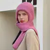 Gorro de Lana Tejido Cálido para Otoño e Invierno para Mujer, Gorro con Protección para los Oídos para Mamá Ciclista, Gorro Integrado con Bufanda, A Prueba de Frío