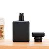 Frasco de perfume de vidrio negro mate, 15 unidades, con tapa plana cuadrada y cierre de bayoneta, botella con atomizador, botella de perfume portátil.