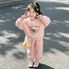 Conjunto de Sudadera con Capucha de Oso de Dibujos Animados Lindo para Niñas Primavera y Otoño Nuevo Elegante Sudadera Informal para Bebé Conjunto de Dos Piezas Estilo Coreano