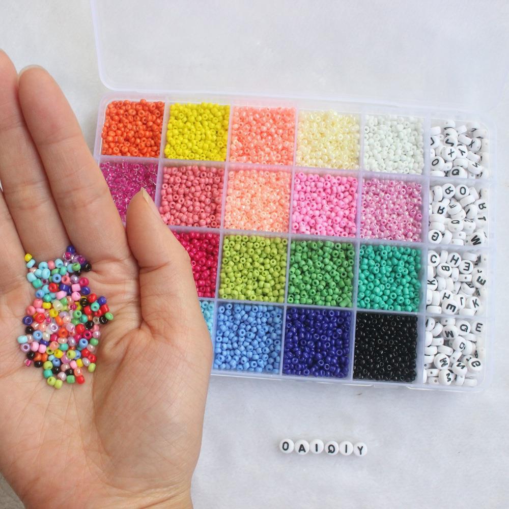 3mm小米珠字母珠diy套装24格12