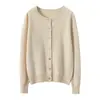 Cardigan de Punto Baicai Rong Cachemir Cuello Redondo Otoño/Invierno 2026 Nuevo Transpirable Suave Pegajoso Versátil para el Trabajo Top de Manga Larga