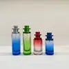 Botella de Vidrio Cilíndrica Vacía con Tapa de Rosca de Colores Degradados de Celebridad de Internet Botella de Relleno de Perfume 30ml Portátil Botella Cosmética con Atomizador de Presión