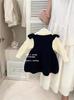 Vestido Menina Bebê Pera de Cana Vestido Princesa Bebê Vestido Suéter de Tricô Infantil Vestido de Menina Vestido de Ano Novo Bebê
