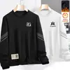 Sudadera de otoño e invierno para hombre, corte holgado, forro polar, sin capucha, cuello redondo, camiseta de manga larga, talla grande, moderna, versátil y cómoda