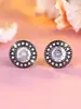 Brincos Pinduoduo Cross-Border Platina Pedra Branca Totalmente Cravejados Diamante Brilhante Redondo Embalagem Joias Versáteis High-End Estilo Francês