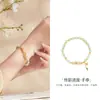 Pulsera de Plata de Ley S925 con Perlas Redondas de JADE Hetiano Natural en Forma de Caña de Bambú para Mujer, Nuevo Estilo Chino Nicho Joyería de Alta Gama Regalo