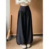 Calça Jogger Lanterna Preta Feminina Outono 2026 Novo Estilo Petite Senso de Design Nicho Botão Plissada Calça de Pernas Largas