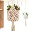 Bolsa de red para macetas TK de gran venta transfronteriza, cesta colgante creativa para macetas tejida a crochet, maceta colgante de red tejida a mano con cuerda de algodón
