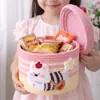 Caja de almacenamiento de escritorio para niños en casa, cesta de almacenamiento tejida a mano con cuerda de algodón estilo ins con tapa, cesta de almacenamiento para artículos varios, transfronterizo