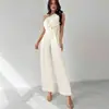 Mono de un solo hombro sin mangas estilo moda europea y americana de Amazon transfronterizo mono de ropa para mujer de comercio exterior pantalón largo