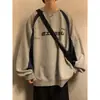 Sudadera unisex de cuello redondo transfronteriza para primavera y otoño, top de manga larga con bloques de color retro estilo high street, chaqueta pullover vintage americana