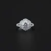 Anel de Girassol com Moissanita Feminino Anel de Prata Esterlina 925 Feminino Anel Aberto com Pedra Moissanita de 1 quilate em estoque Atacado