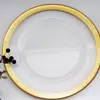 Plato de Fruta de Vid Transparente con Borde Dorado Creativo, Plato Plano para Comida Occidental de Lujo Ligero y de Aspecto Elevado, para Uso Familiar