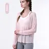 Ropa de Yoga Nueva para Otoño e Invierno Top Cubre-todo Cuello en U Grande Holgado Transpirable Fitness Manga Larga Versátil Ropa Exterior Deportiva