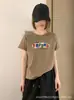 Exclusivos camisetas de algodón acanalado para mujer, segunda tanda, con mangas dobladas, tops de manga corta ajustados de la fábrica original, suministro físico de Thirteen Lines, verano