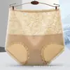 Ropa interior sexy de encaje de cintura alta para mujer talla grande de algodón antibacteriano transpirable parte inferior de cintura alta que contrae el abdomen moldeador de cadera bragas