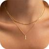 Amazon Transfronterizo Nuevo Collar con Colgante de 26 Letras de Oro de 18K Cadena de Clavícula en Capas Moderna y Exquisita Juego de Dos Piezas para Mujer