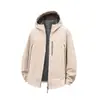 Moletom com Capuz Solto para Uso Externo Outono e Inverno Tendência Soft Shell Roupa de Trabalho Top Corta-vento Impermeável Quente Jaqueta Esportiva Casual