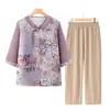 Camisa de Verano para Abuela, Ropa Estilo Chino, Traje de Verano para Madres de Mediana Edad y Mayores, Nuevo Estilo Blusa Holgada para Personas Mayores y Señoras