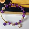 Pulseira de Ametista Moda Natural Feminina Verão Luz Luxo Zircônia Lua Pingente Pulseira para Namoradas Aniversário Lembrancinhas