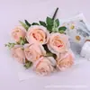Spot atacado decoração de casa simulação flor falsa pequeno buquê de rosas layout de casamento simulação 7 rosas persas