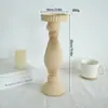 Estilo Nórdico Columna Romana Retro Portavelas de Madera Blanco en Blanco Adorno Decorativo Liso Sin Terminar Estilo Casa de Huéspedes Accesorios para Fotografía