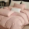 Luxo Leve de Alta Qualidade Algodão Puro 60s Conjunto de Roupa de Cama de Quatro Peças Algodão Puro Lavado Jacquard Embossado Tridimensional Capa de Edredom Roupa de Cama