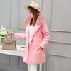 Leche de papaya otoño e invierno nueva ropa de mujer abrigo elegante de lana estilo coreano abrigo de lana doble botonadura de piel de zorro real