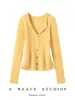 Nuevo top de punto acanalado de manga larga ajustado, estilo francés, apto para la piel, 100% cachemira pura, cuello en V, para otoño e invierno
