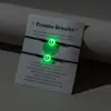 Pulsera de tarjeta de bendición tejida con hilo de cera impermeable, acrílico luminoso personalizado con cuentas de amor, juego de 2 piezas